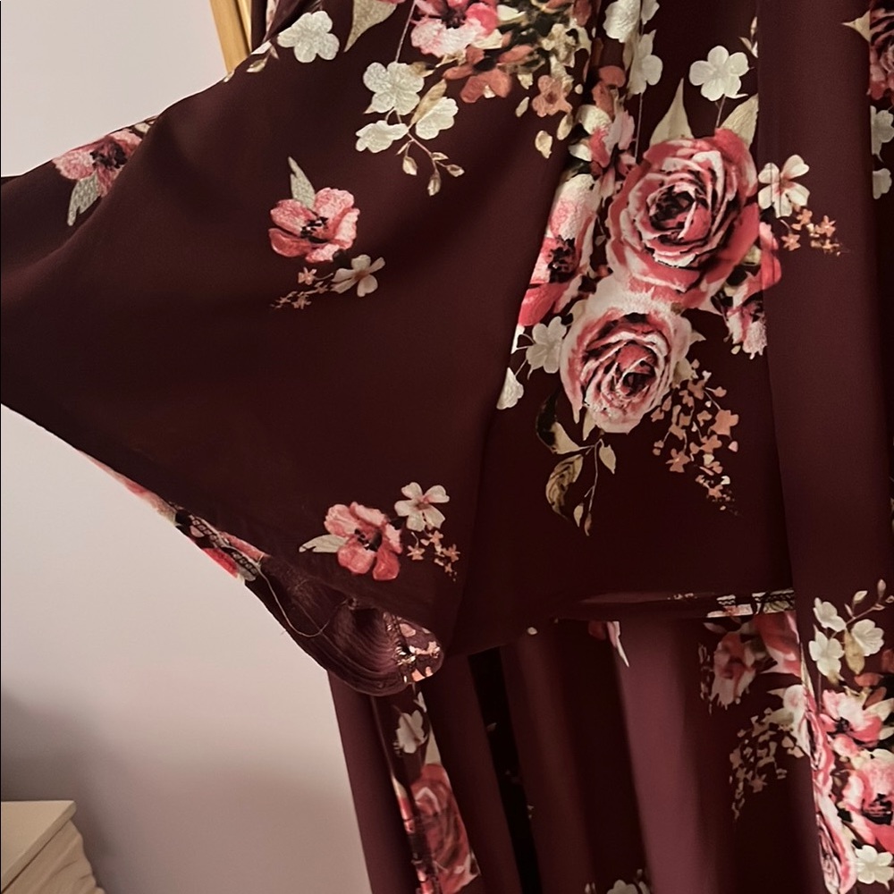 Floral Maxi Romper in Burgundy - Picture 5 of 10